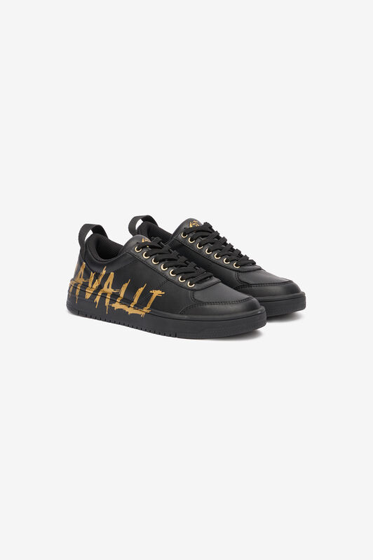 JC Sneakers With Golden Graffiti Logo Black UFS039-UF361