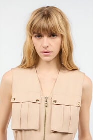JC Mini Dress With Utility Pockets Light Brown UFT187-UF253