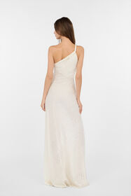 RC White One-Shoulder Dress with Serpentine Print WHITE WWT121-HES36