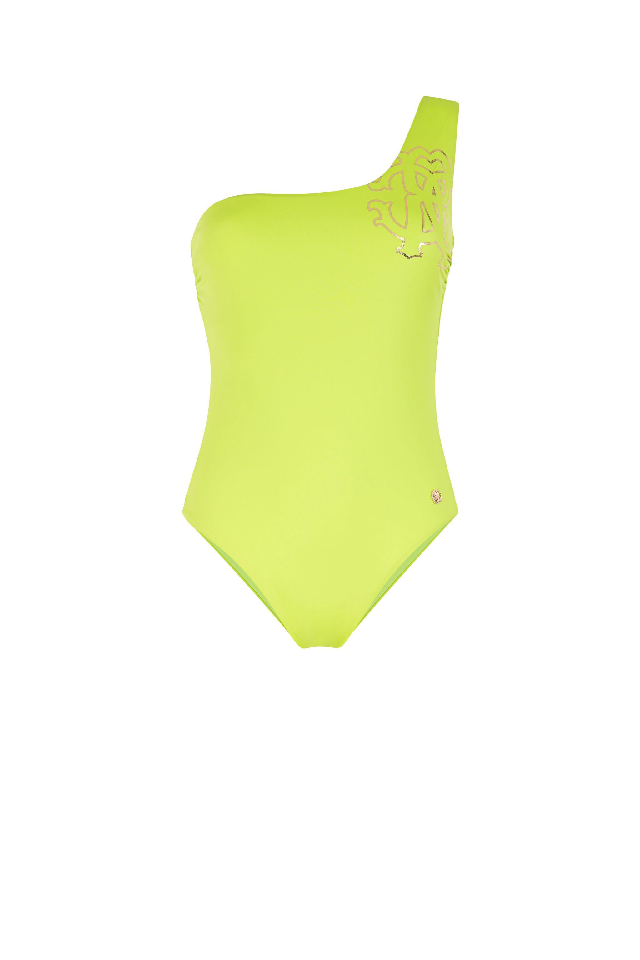RC RC Monogram-Print One-Shoulder Swimsuit RC RC Monogram-Print One-Shoulder Swimsuit Light green KSW01X-LL002