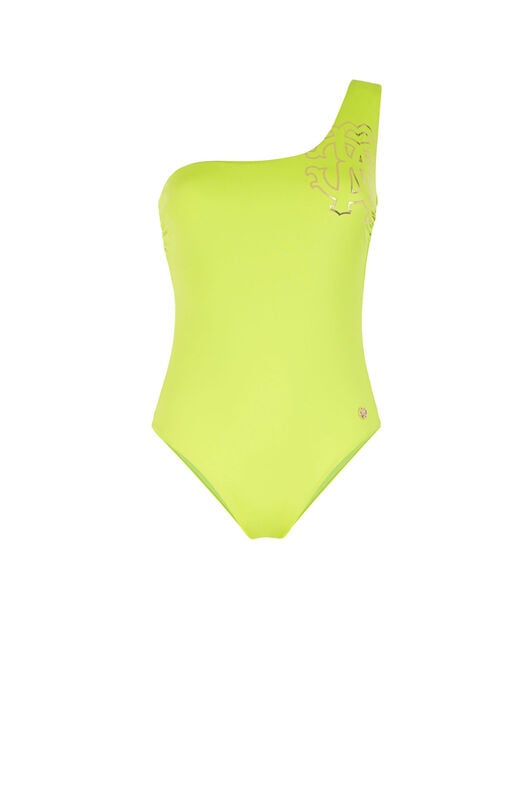 RC RC Monogram-Print One-Shoulder Swimsuit RC RC Monogram-Print One-Shoulder Swimsuit Light green KSW01X-LL002