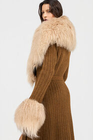 RC Ribbed Knit Coat With Faux Fur DARK BROWN XQM909-MQ031