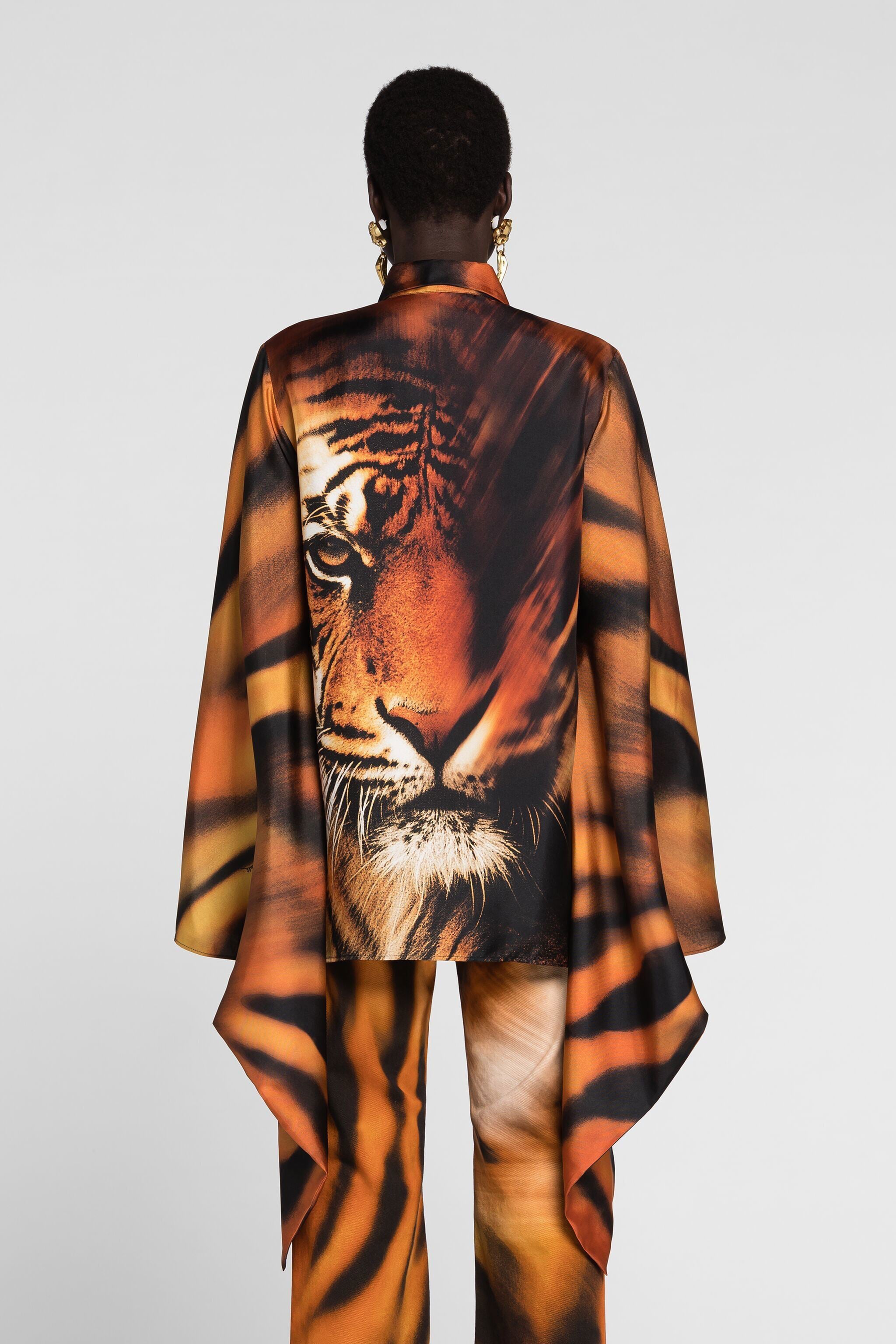 RC Tiger-Print Silk Top MULTICOLOR OWT700-4QD45