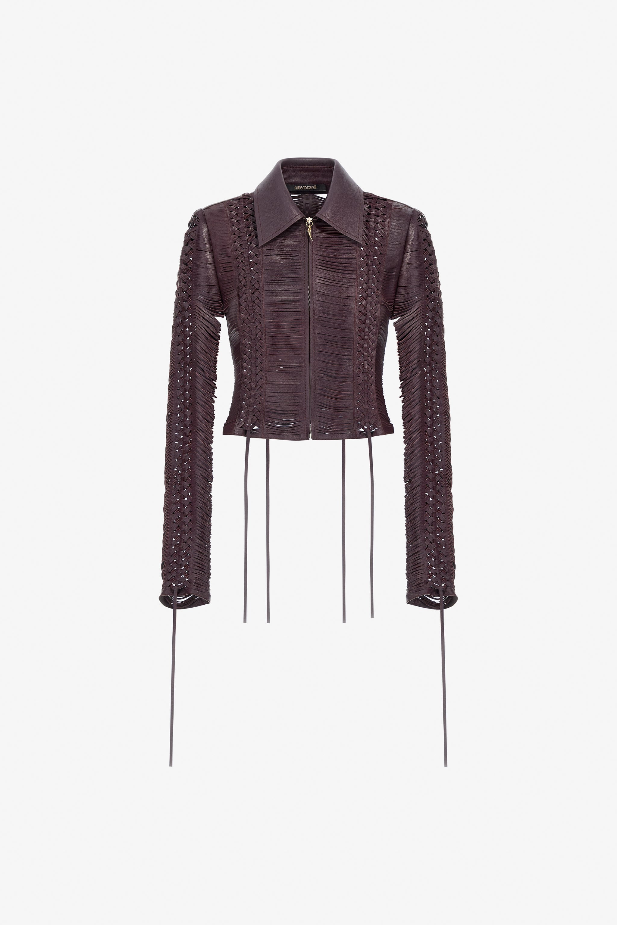 RC Dark Brown Woven Leather Bomber Jacket RC Dark Brown Woven Leather Bomber Jacket Purple SWP800-PN002