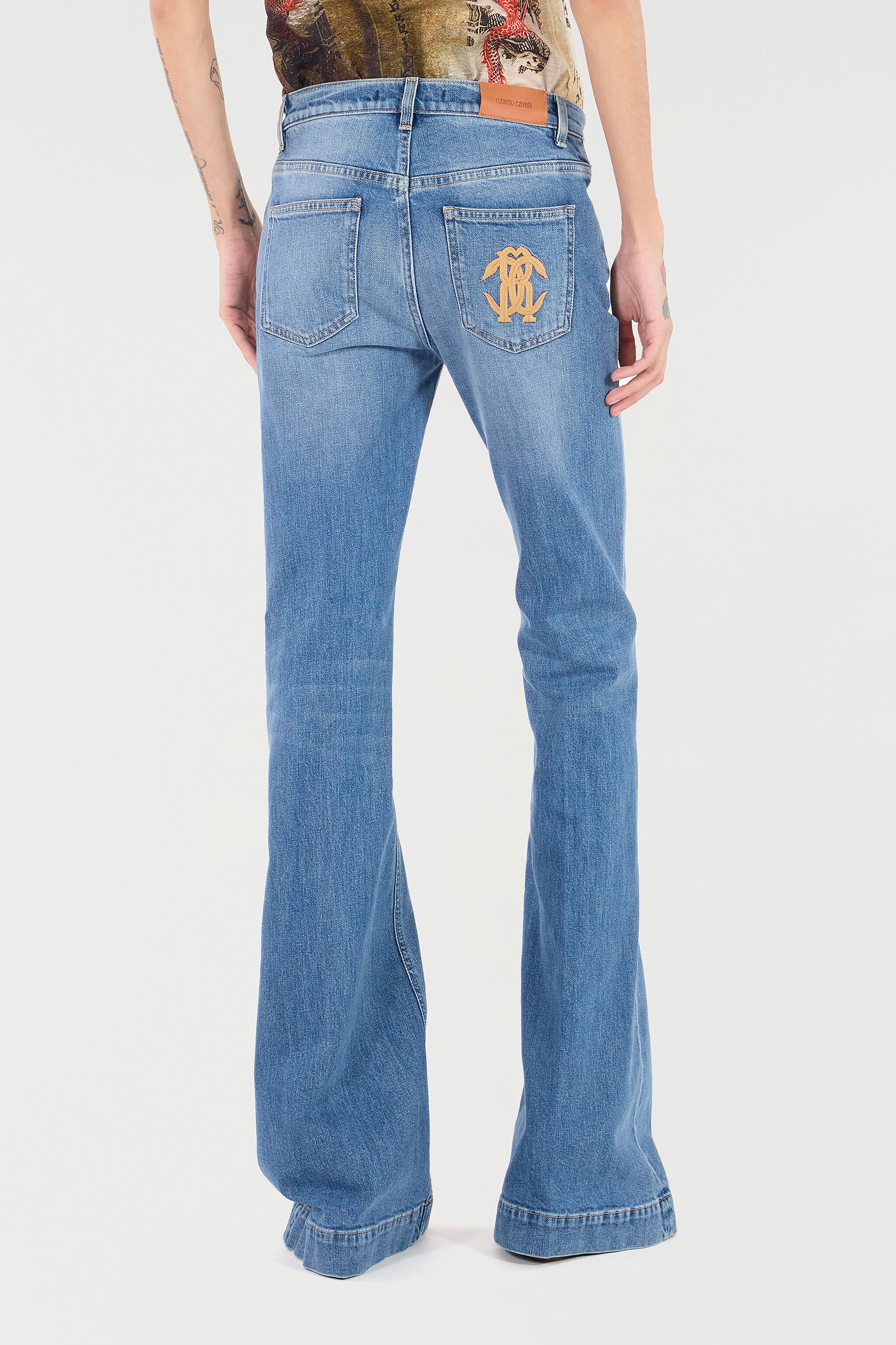 RC Ausgestellte Jeans Mit Monogramm Mirror Snake RC Ausgestellte Jeans Mit Monogramm Mirror Snake Blau UKJ205-DS001