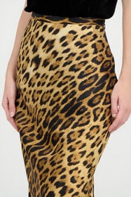 RC Silk Skirt With Jaguar Skin Print Brown VWT302-TYQ71