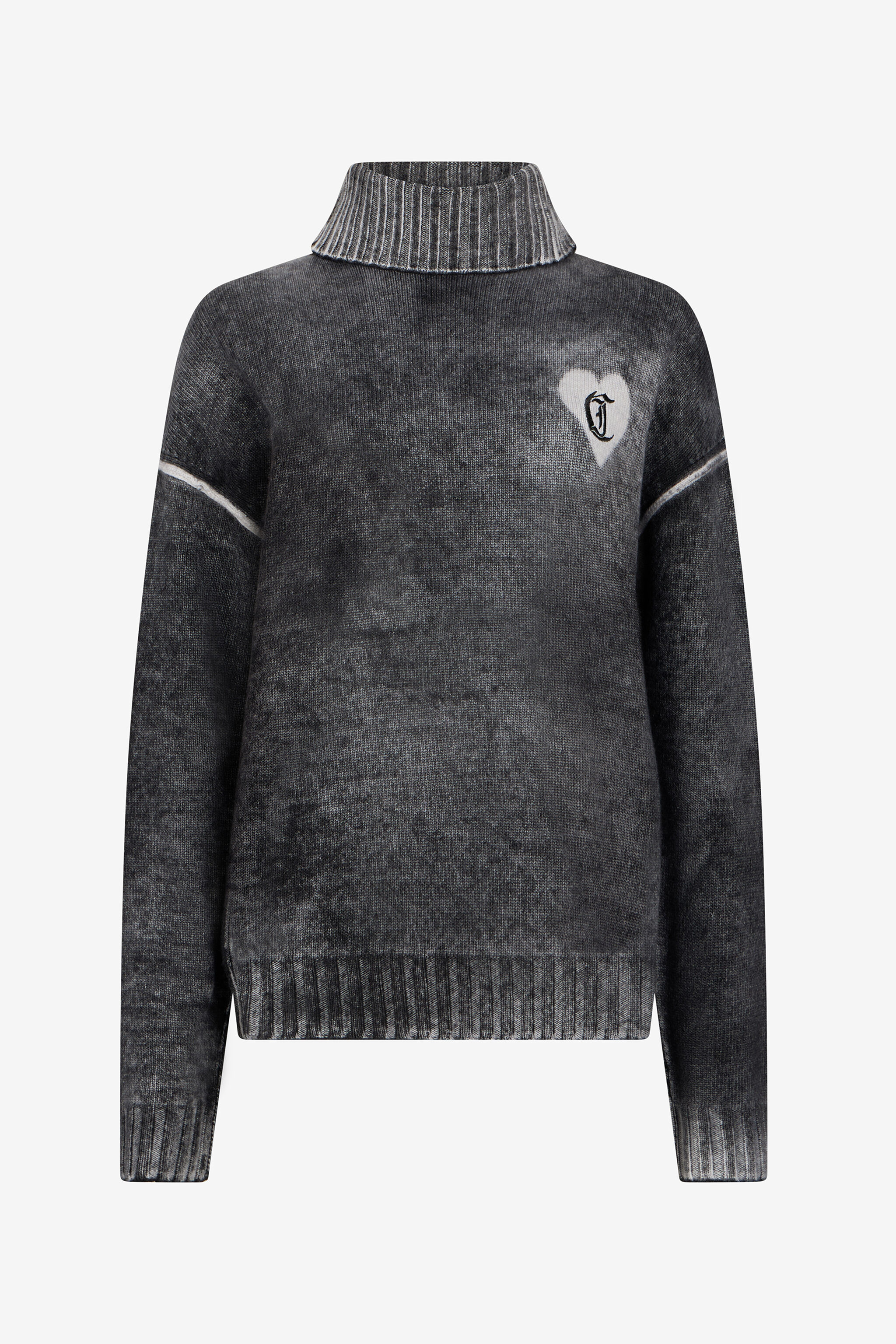 JC Grey Turtleneck Sweater With Heart Logo JC Grey Turtleneck Sweater With Heart Logo BLACK VFM045-VF301