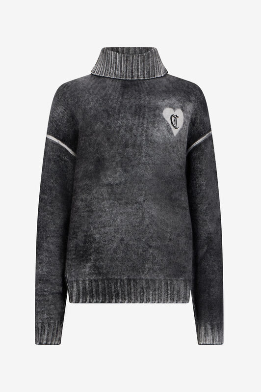 JC Grey Turtleneck Sweater With Heart Logo JC Grey Turtleneck Sweater With Heart Logo BLACK VFM045-VF301