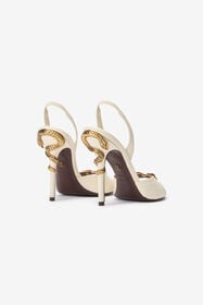 RC White Sandals with Jeweled Buckle and Snake Detail WHITE WWS006-PZB29