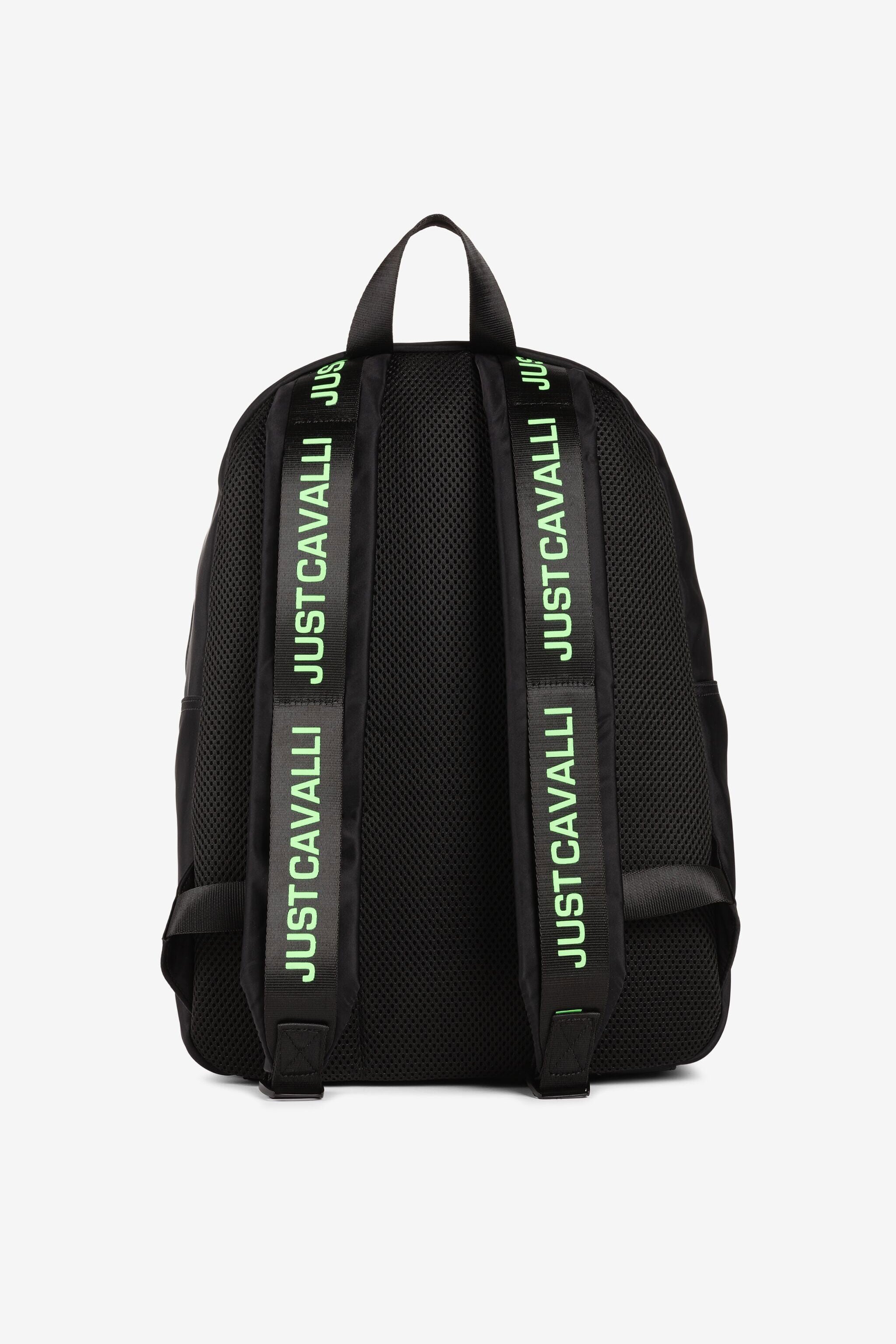 JC Just Cavalli Logo-Print Backpack JC Just Cavalli Logo-Print Backpack BLACK & GREEN Q62334-Q1237