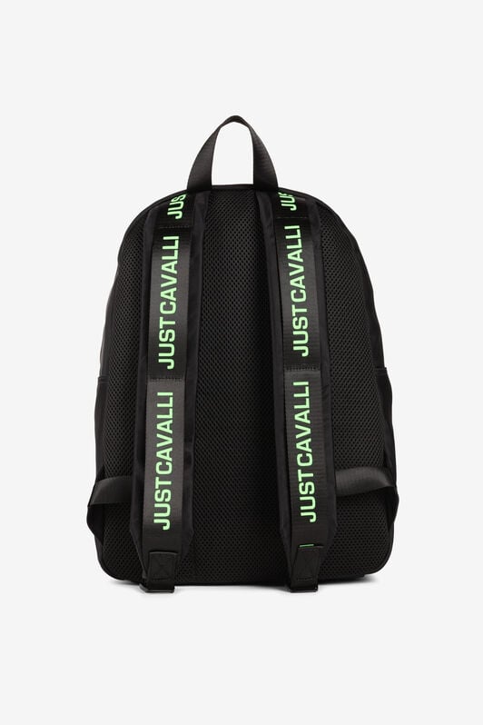 JC Just Cavalli Logo-Print Backpack JC Just Cavalli Logo-Print Backpack BLACK & GREEN Q62334-Q1237