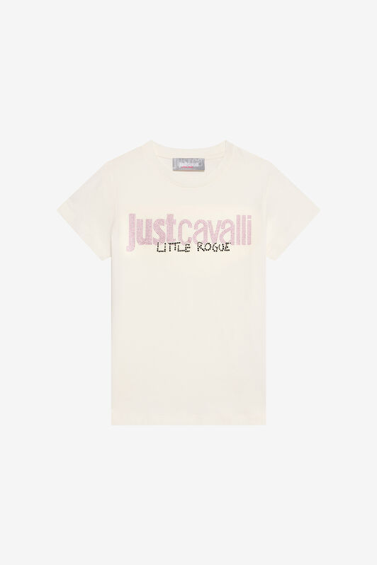 JC T-Shirt with Rhinestone Logo MARSHMALLOW XFT63F-JD005
