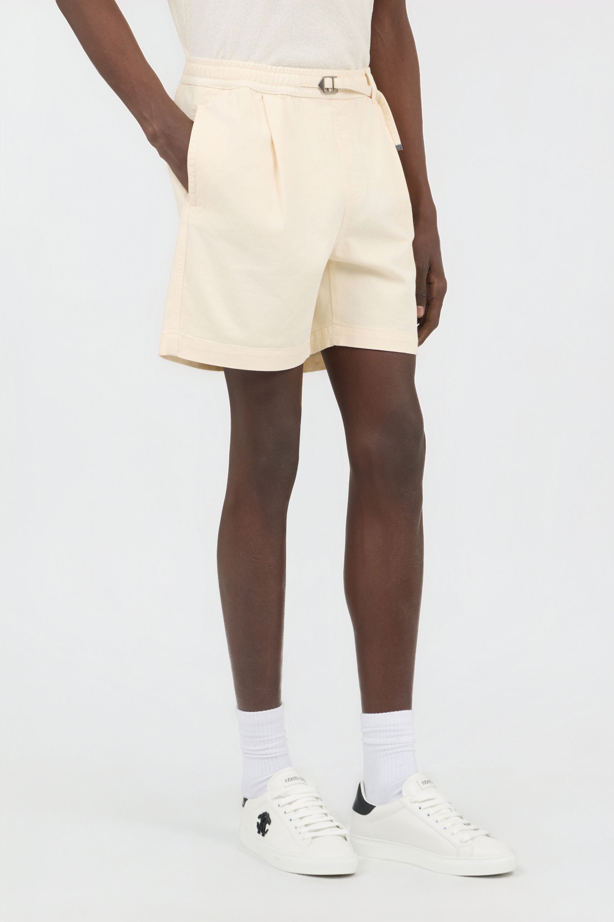 RC Shorts De Algodón Crema Con Cinturón RC Shorts De Algodón Crema Con Cinturón WHITE SOT20C-FA017