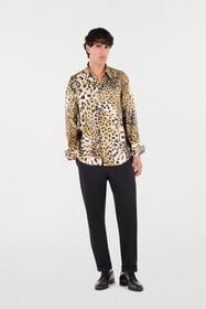 RC Silk Shirt With Animal Prints Light brown VRT710-OZG34