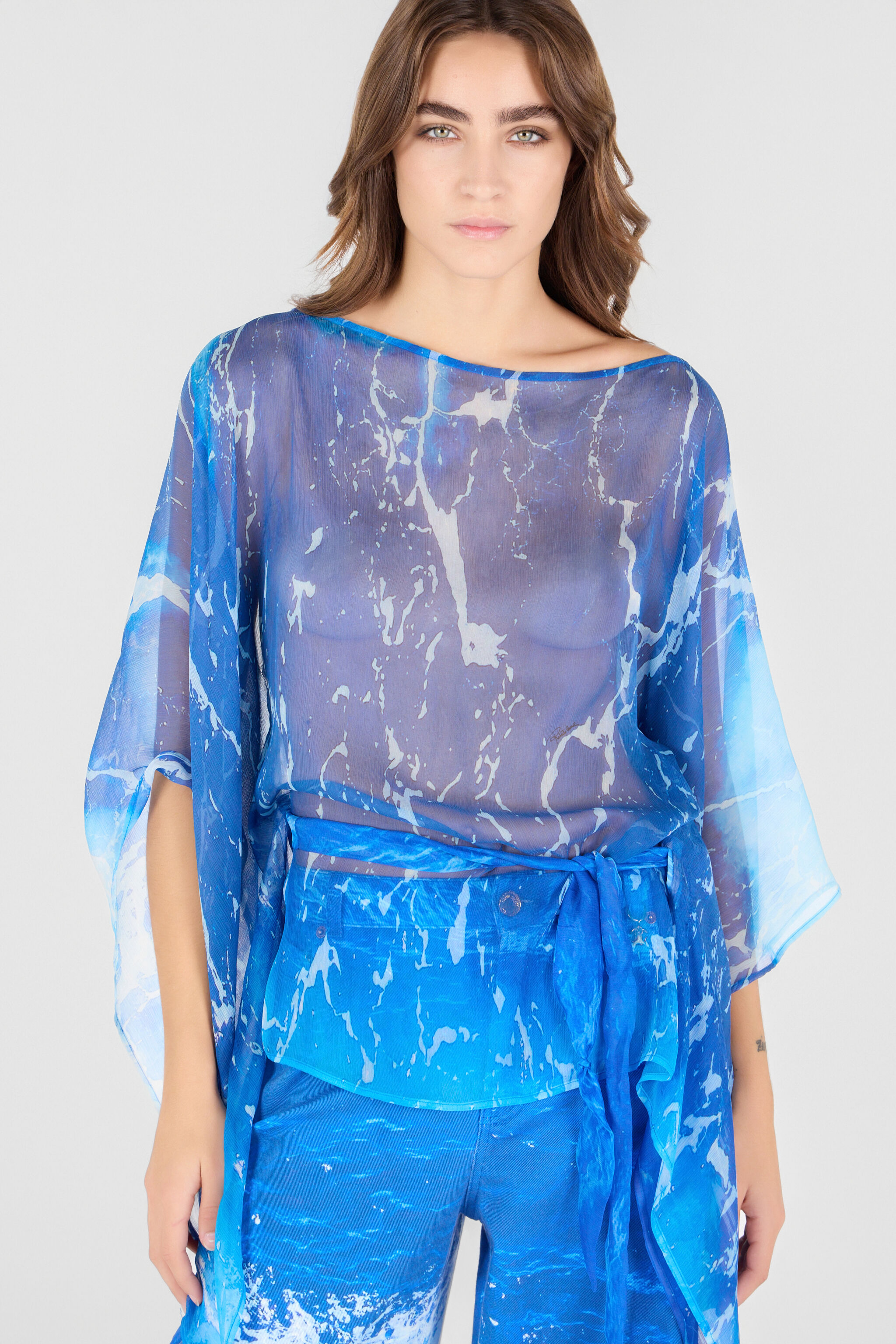 RC Female Silk Shirt Azul UWT725-CKN94