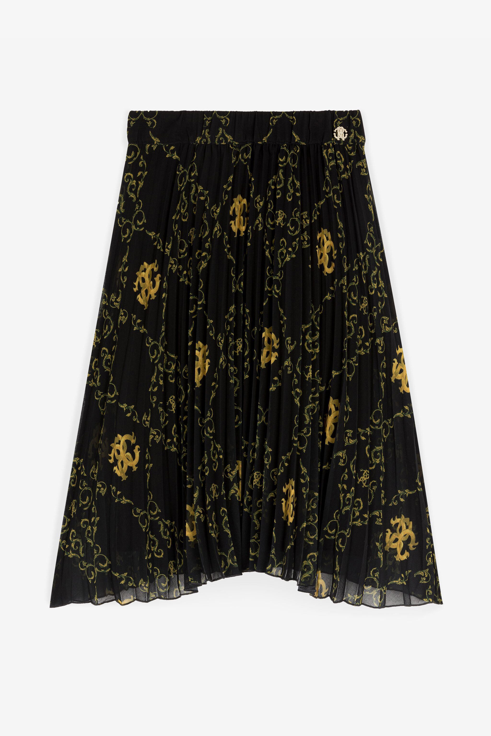 JU Filigree-Print Pleated Skirt JU Filigree-Print Pleated Skirt Black RJT307-7GG84