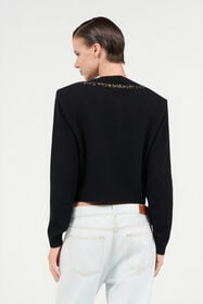 RC Wool Cardigan with Tiger Embroidery BLACK WKM902-MQ014
