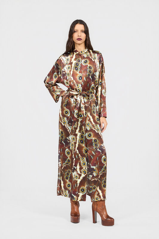 RC Hemdblusenkleid Mit Mini Butterfly Print BROWN XQT103-RYT27