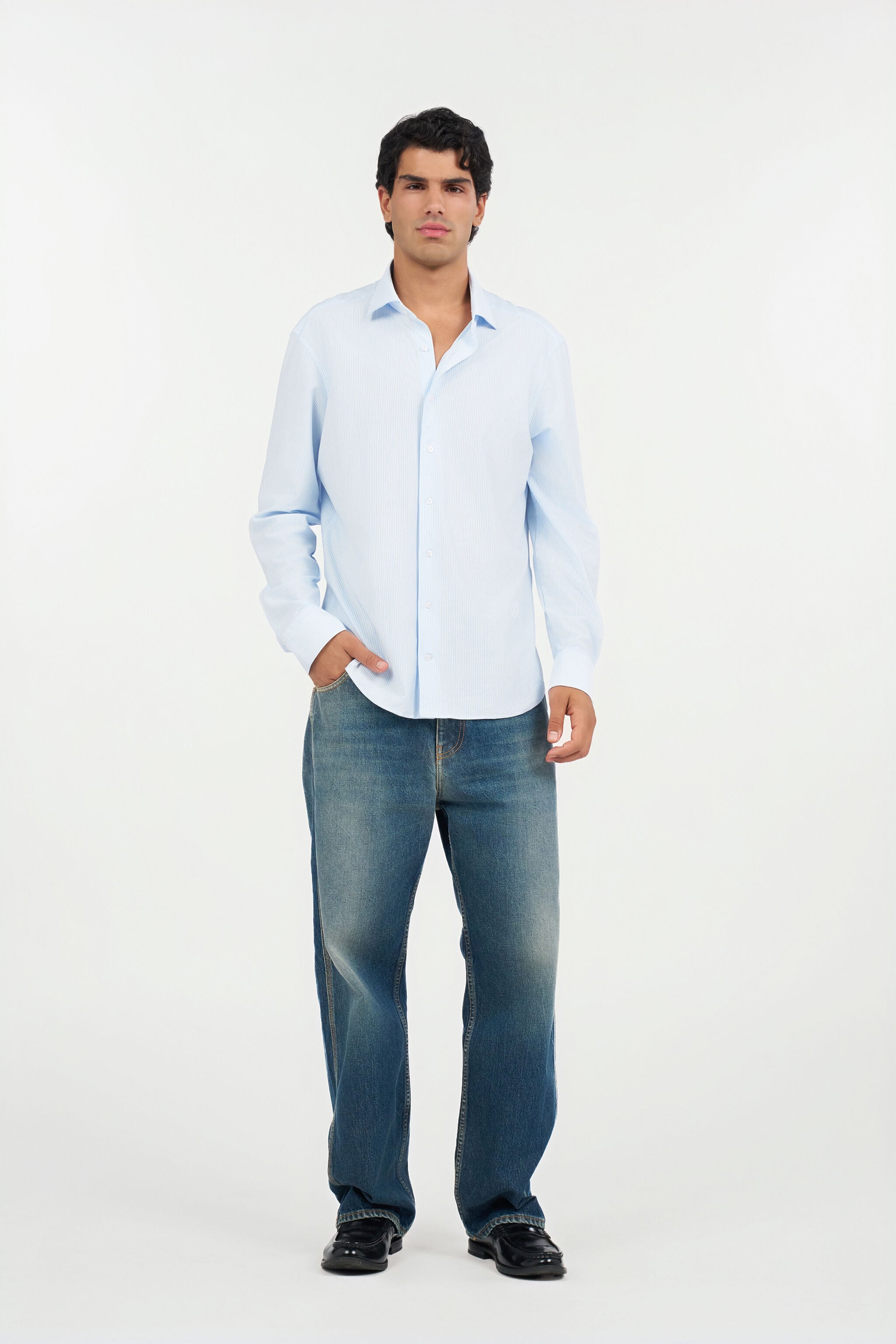 RC Hellblau Gestreiftes Hemd RC Hellblau Gestreiftes Hemd WHITE/LIGHT BLUE QOT70H-CE007