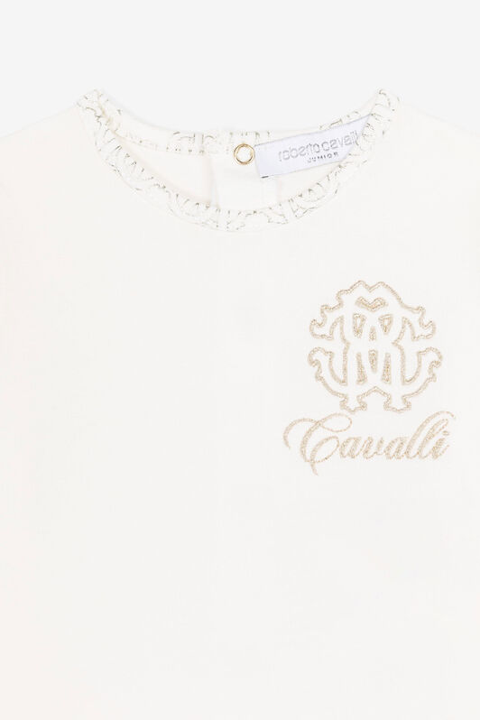 JU Embroidered-logo babygrow set Milky white QJT892-JV025