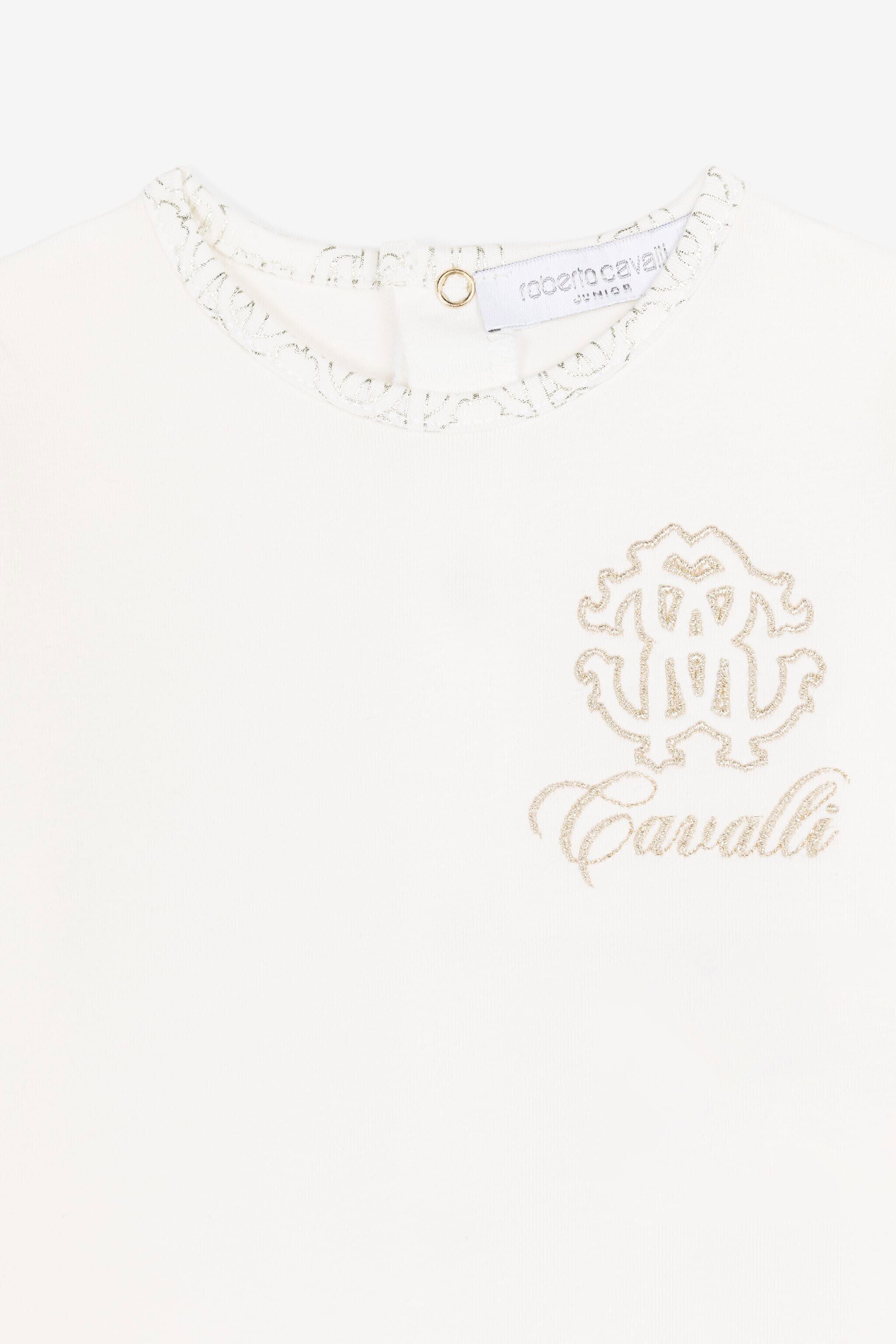 JU Embroidered-logo babygrow set Milky white QJT892-JV025