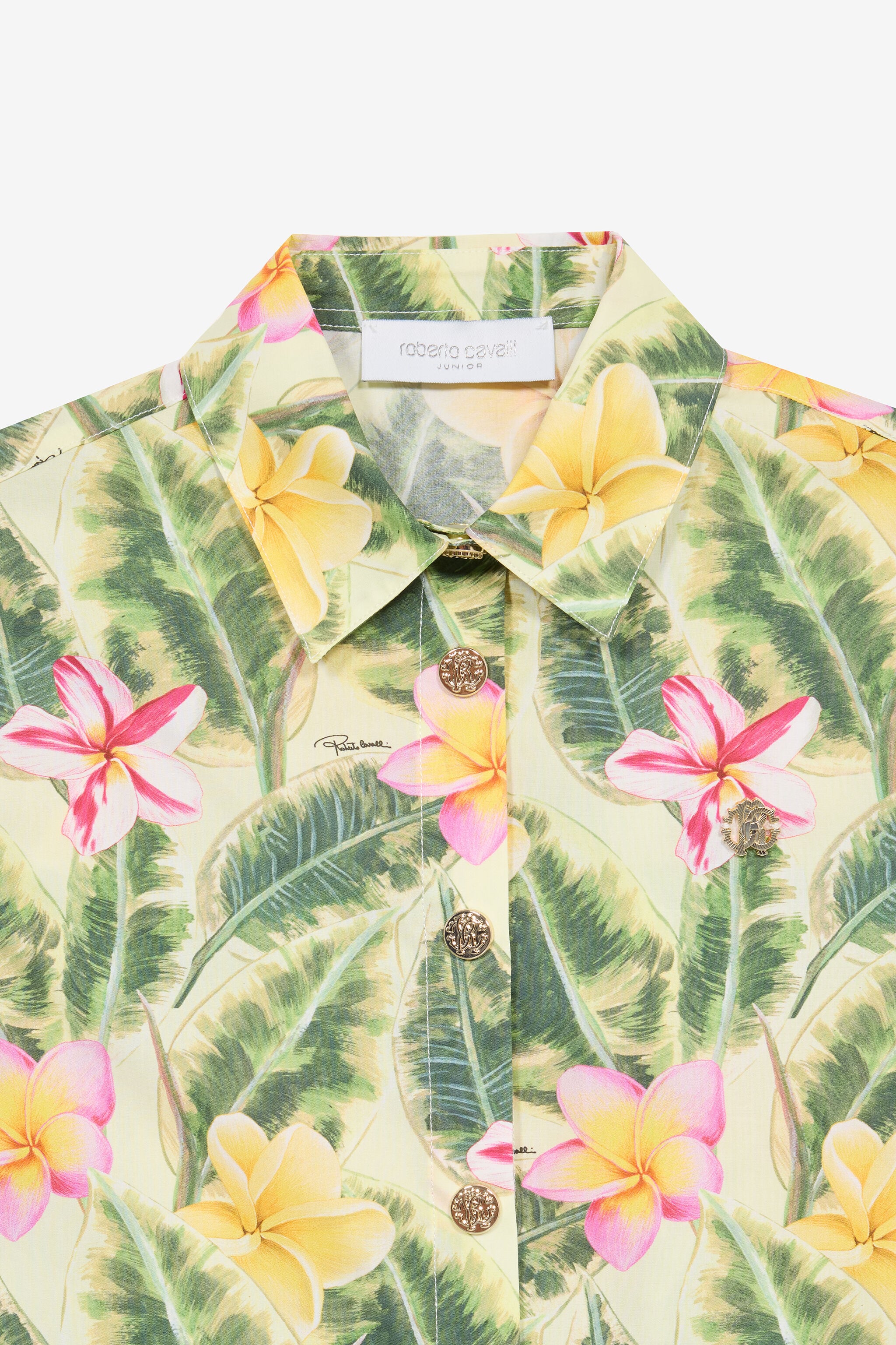 JU Shirt With Flower And Leaf Print JU Shirt With Flower And Leaf Print Light green UJT72A-7MO38