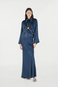 RC Silk Shirt With Snake-Effect Pattern Dark blue UKT710-SZN57