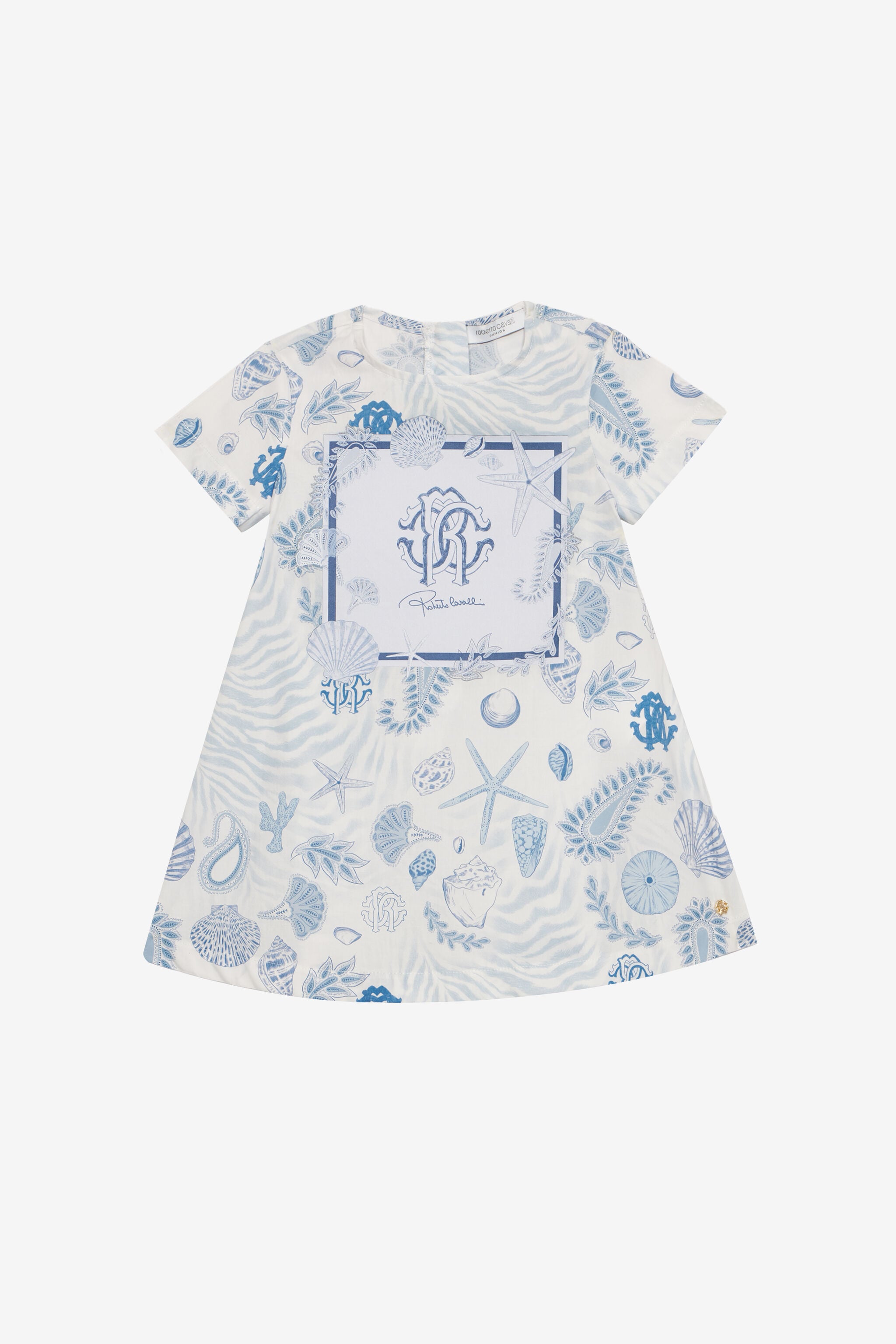 JU RC Monogram And Marine-Print Dress JU RC Monogram And Marine-Print Dress Light blue UJT116-7MO39