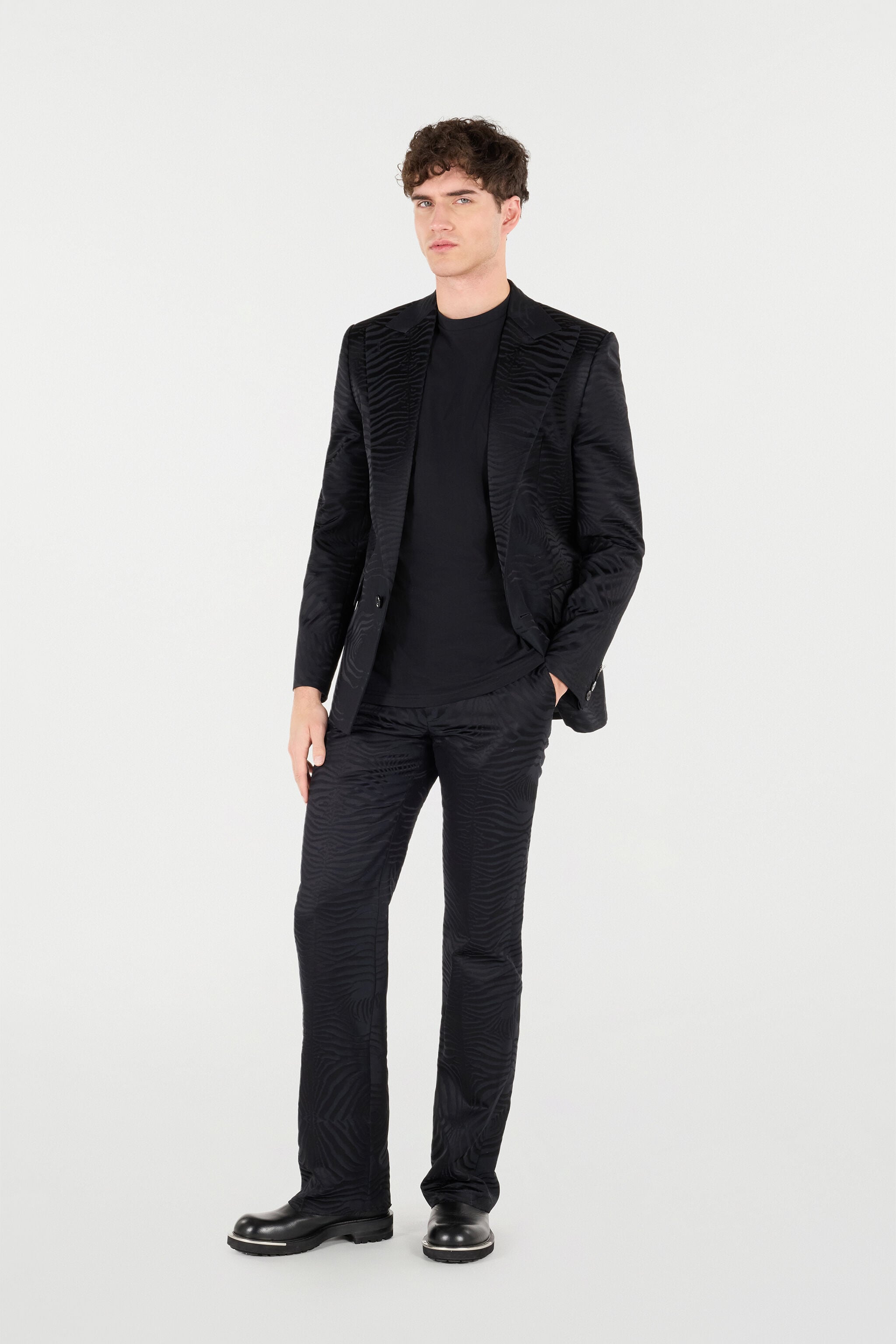 RC Flared Pants With Tiger Skin Pattern RC Flared Pants With Tiger Skin Pattern Black URT226-TJ033