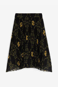 JU Filigree-Print Pleated Skirt Black RJT307-7GG84