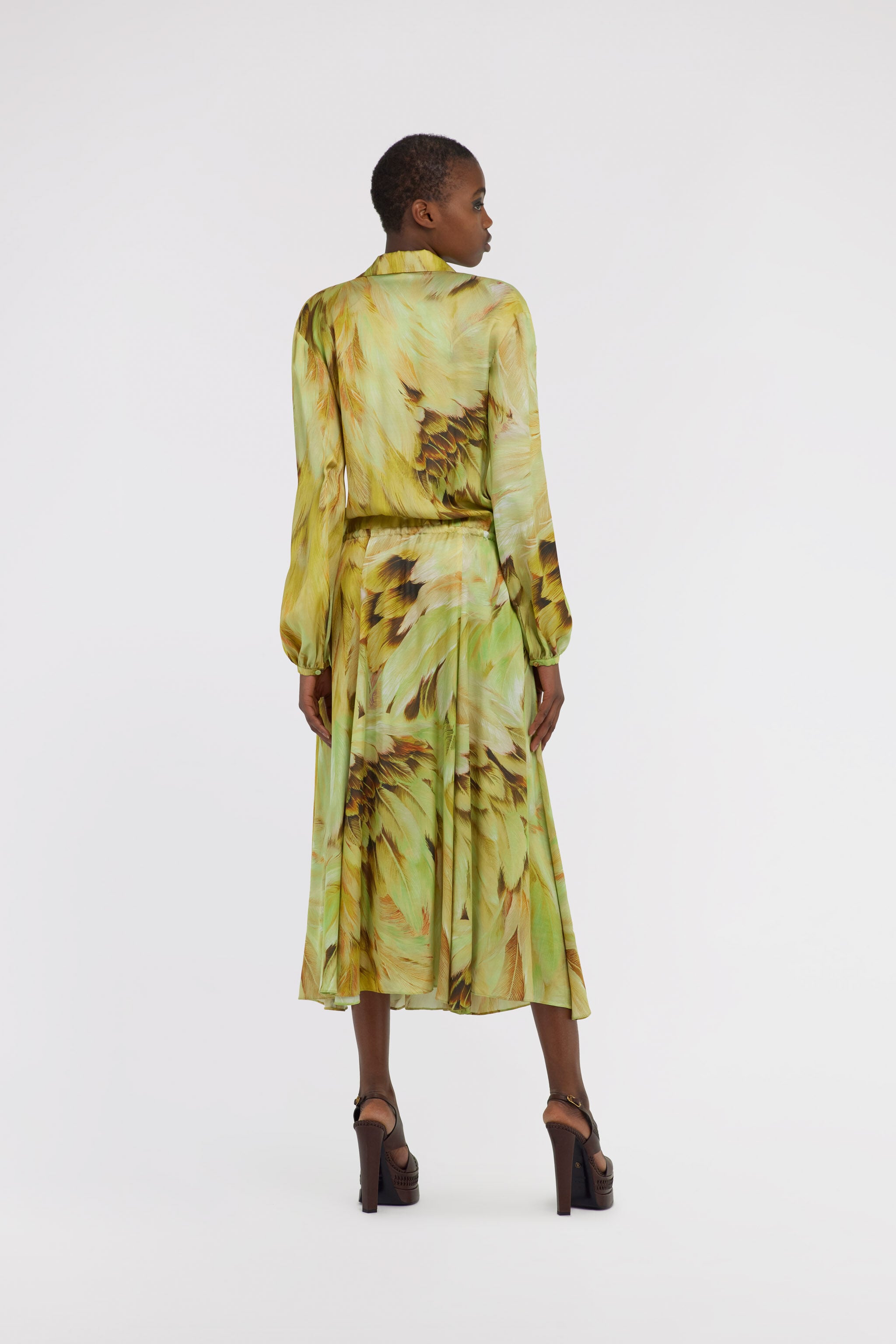 RC Long dress Plumage print RC Long dress Plumage print Light green SWT117-6DL71