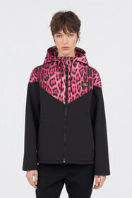 CL Bomber con Cappuccio in Stampa Leopard Black/pink RXT40J-SB001