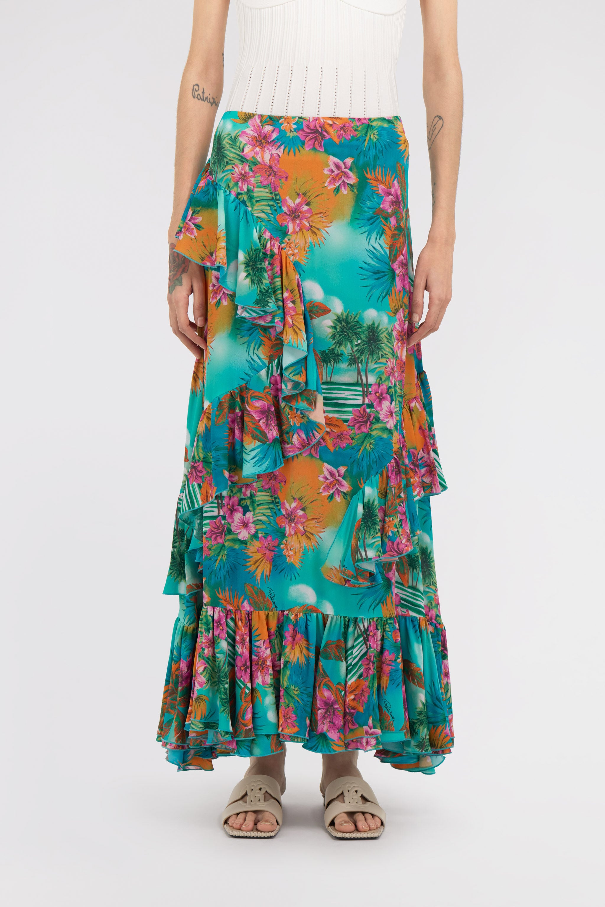 RC Hawaii Print Long Skirt RC Hawaii Print Long Skirt Light blue SKT301-7HI84