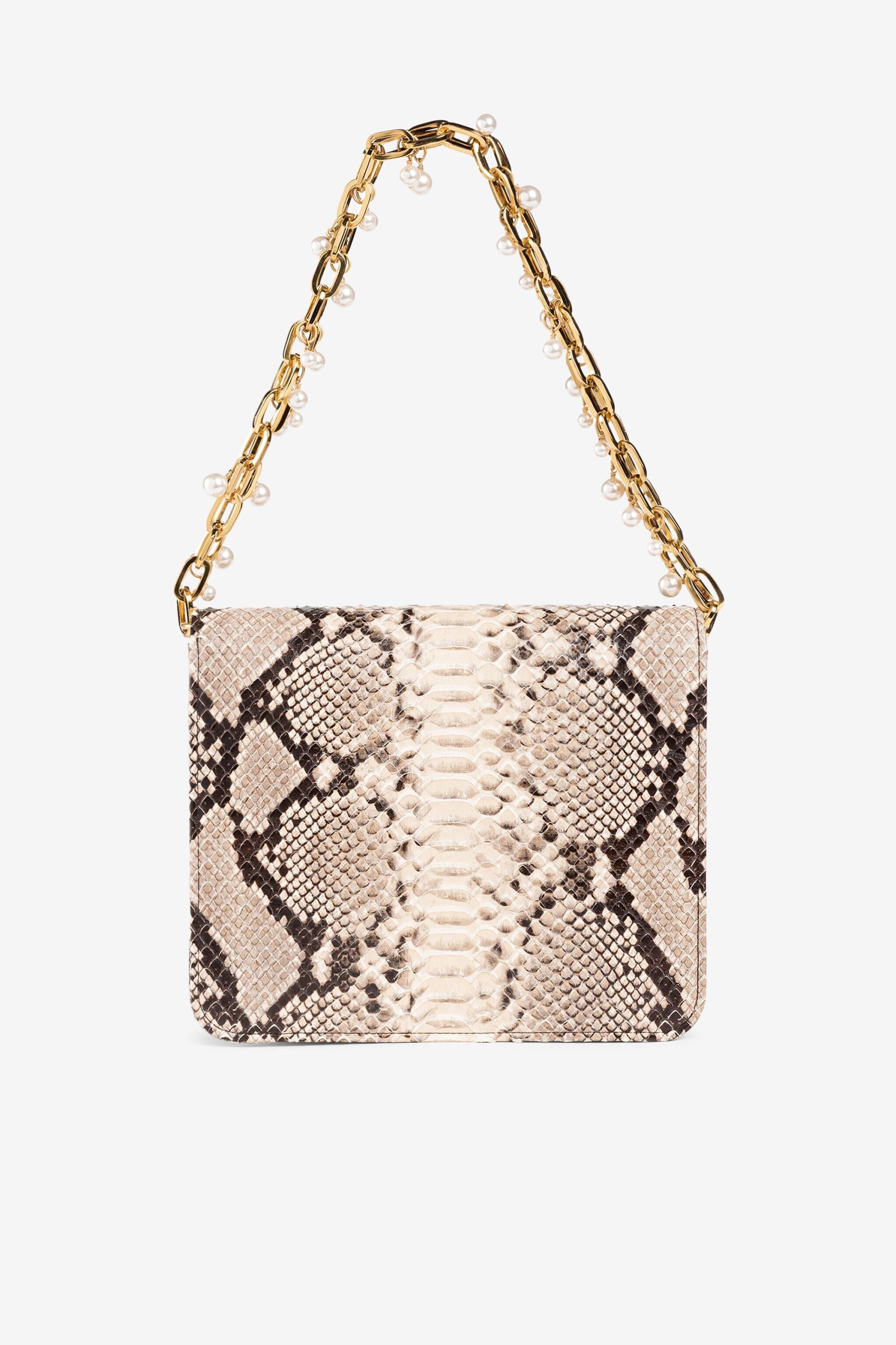 RC Snakeskin-print leather shoulder bag RC Snakeskin-print leather shoulder bag Light Brown QWB001-PR007