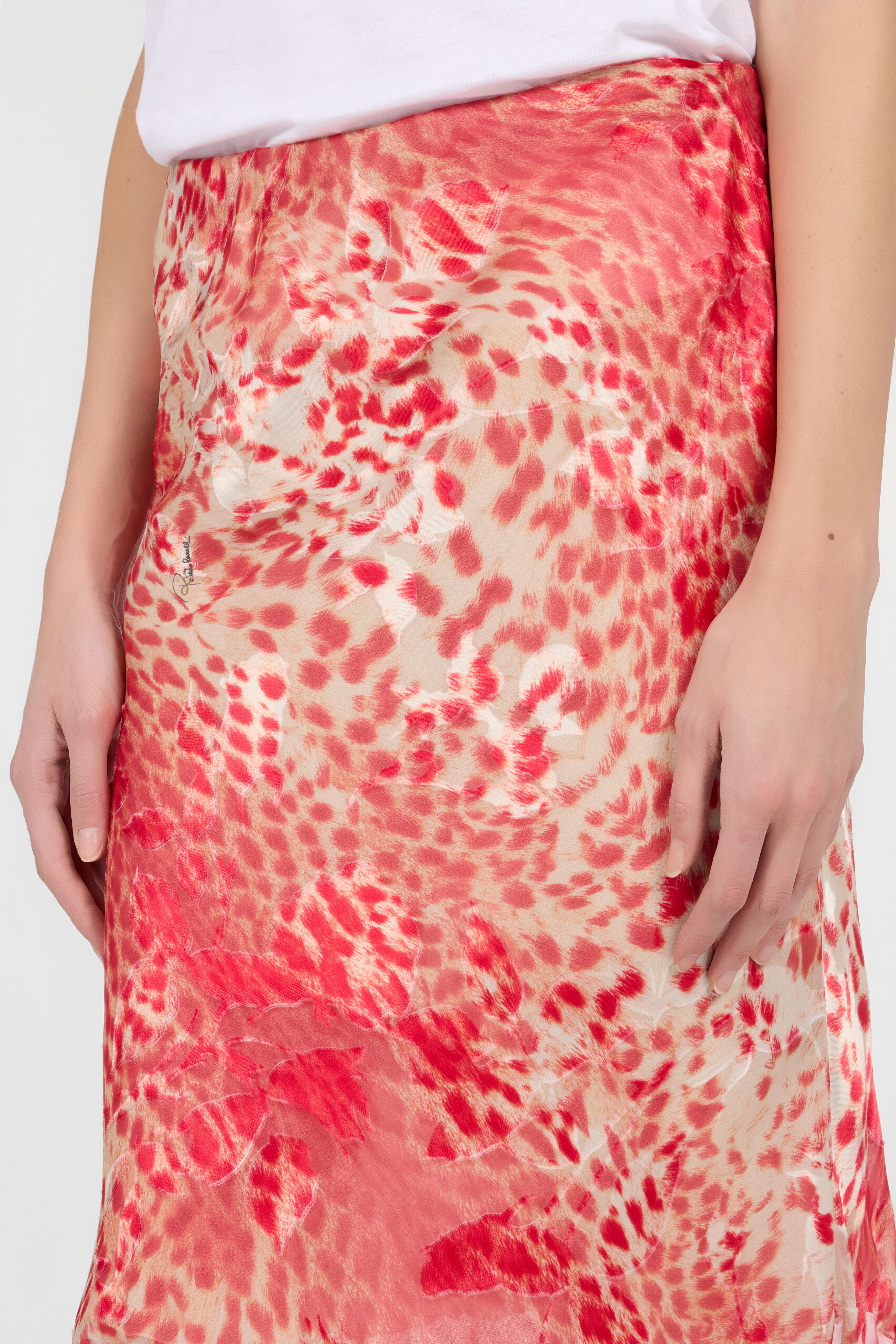 RC Midirock aus Seide mit Cheetah Skin-Print TASTY RED UKT302-HEN58
