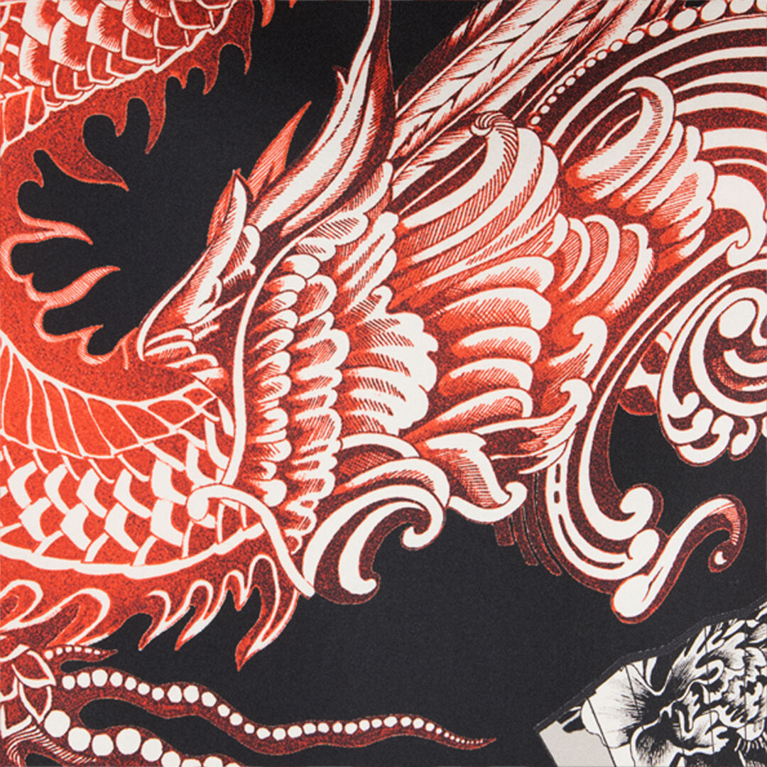 RC Silk And Cotton T-Shirt With Dragon RC Silk And Cotton T-Shirt With Dragon Black/Red VNT62F-OZP75