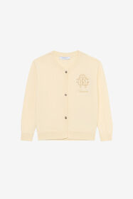 JU Light Yellow Cardigan With Monogram RC MILKY WHITE UJM60B-MG001