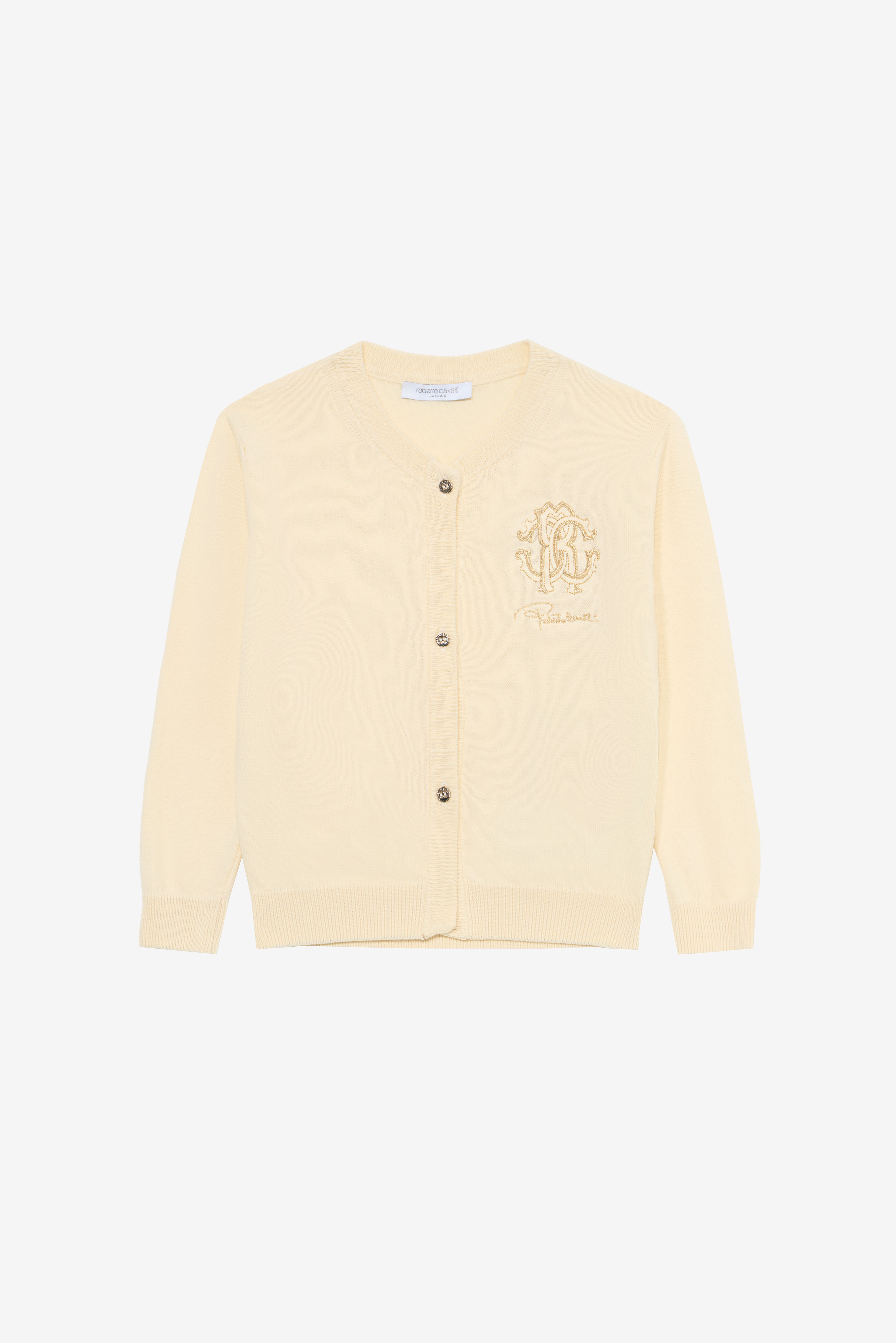 JU Light Yellow Cardigan With Monogram RC MILKY WHITE UJM60B-MG001