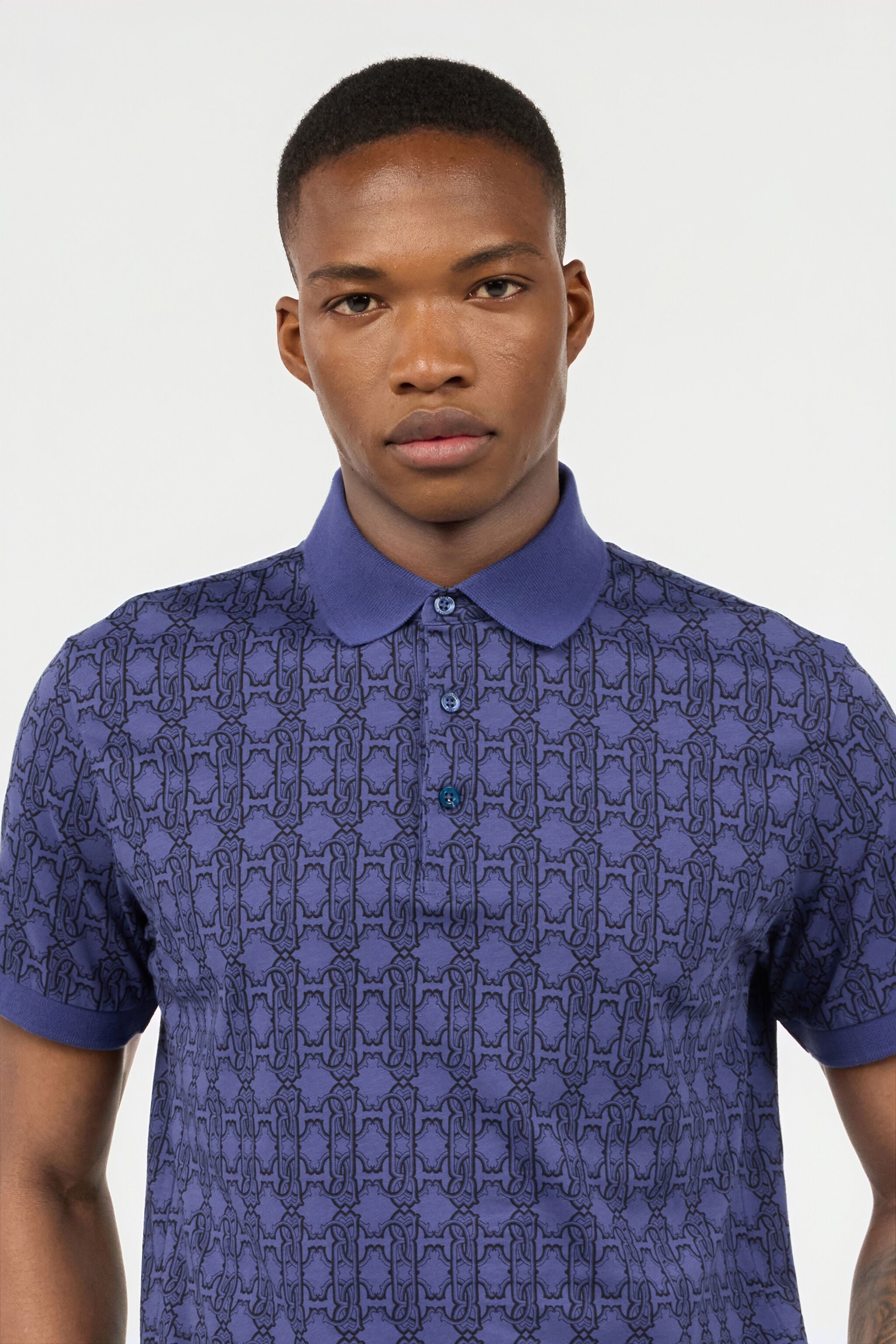 RC Purple Geometric Print Polo Shirt RC Purple Geometric Print Polo Shirt Navy POT64C-JFP66