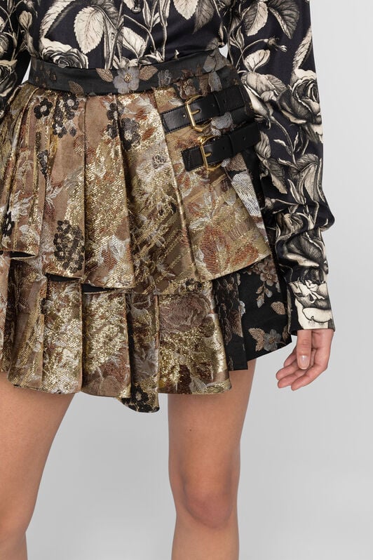 RC Floral-Brocade Mini Skirt RC Floral-Brocade Mini Skirt MARRONE PQT303-DJ067