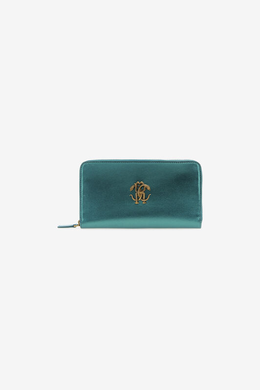 RC Smaragdgrüne Lederbrieftasche Mit Monogram RC Hellblau SKA001-PN199