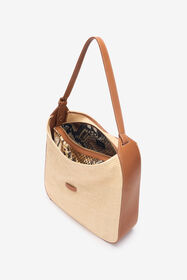 RC Borsa A Spalla Grande Effetto Rafia Marrone chiaro UWB006-PZI06