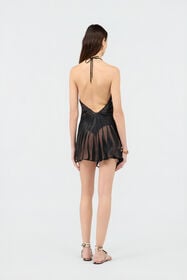 RC Mini Slip Dress With Ray Devoré Print BLACK XKT101-FXI15