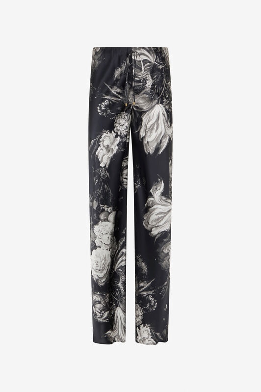 RC Silk Trousers with Fiammingo Flowers Print RC Silk Trousers with Fiammingo Flowers Print BLACK/GREY XWT201-SZT77