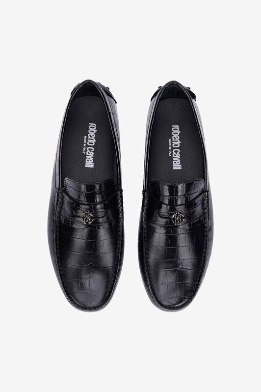 RC Black Croc-Effect Leather Loafer BLACK QOS00A-PZ577