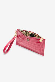 RC Crocodile-Effect Flat Clutch Fuchsia VKA005-PZ975