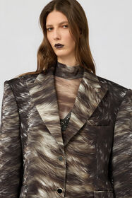 RC Silver Fur Print Jacket BLACK/BEIGE XWT400-NVT79