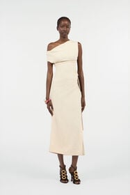 RC Ivory One-Shoulder Midi Dress with Cut-Out Ivory UWT121-TG001
