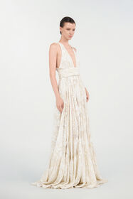 RC Vestido largo con motivo ornamental White WHITE WQT108-SLR36