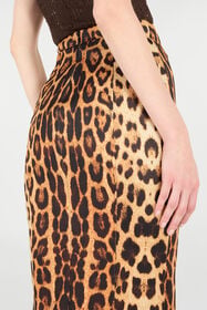 RC Pencil Skirt With Jaguar Skin Print Brown VKT301-JMP73
